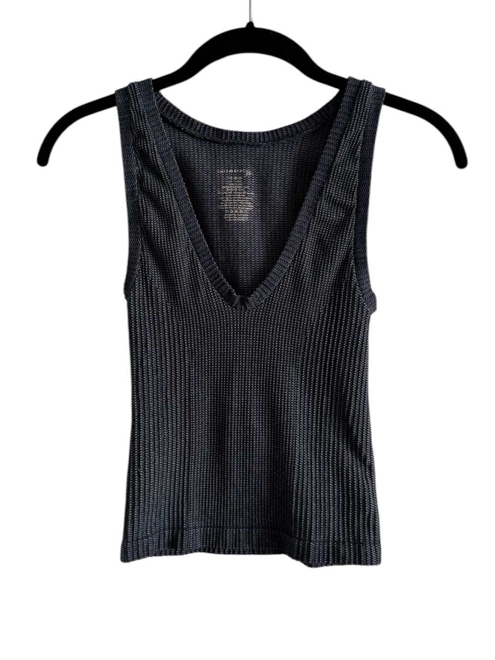 Intimately Free People Brami Ribbed V-Neck Tank in Dark Blue Size M/L
